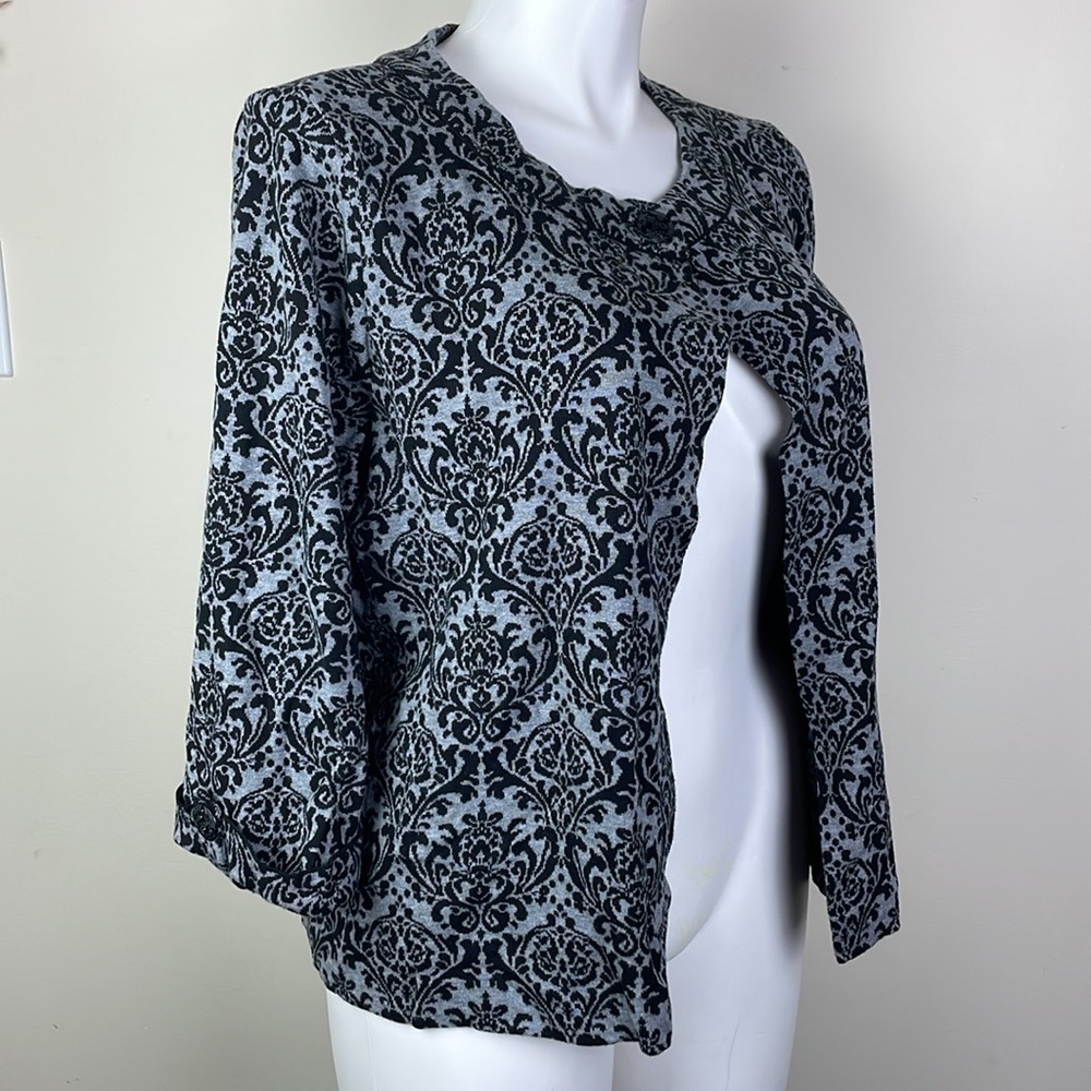 JM Collection Cardigan Gray Black Single Button
